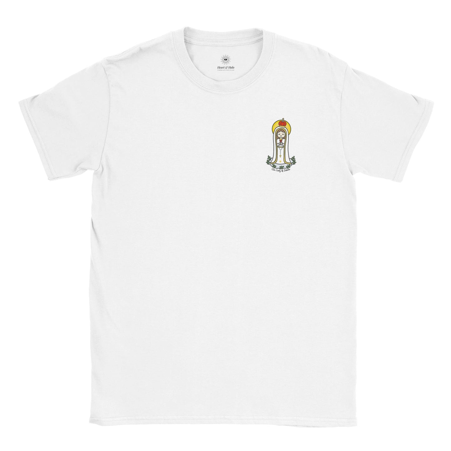Our Lady of Fatima | Adult Cotton Crewneck T-Shirt | 20% Donation - Heart & Halo