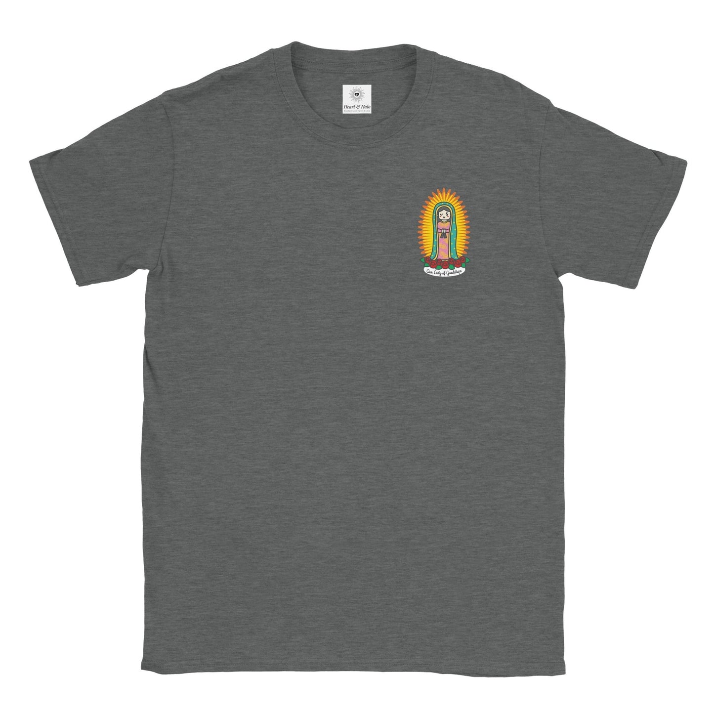 Our Lady of Guadalupe | Adult Cotton Crewneck T-Shirt | 20% Donation - Heart & Halo