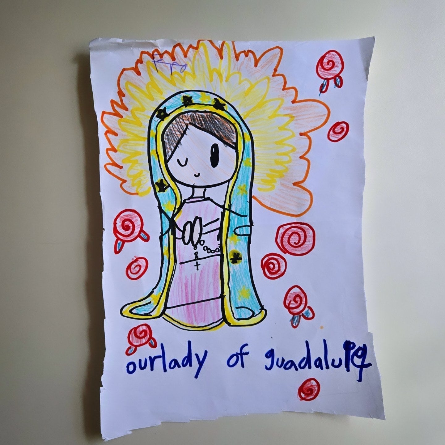 Our Lady of Guadalupe | Adult Cotton Crewneck T-Shirt | 20% Donation - Heart & Halo