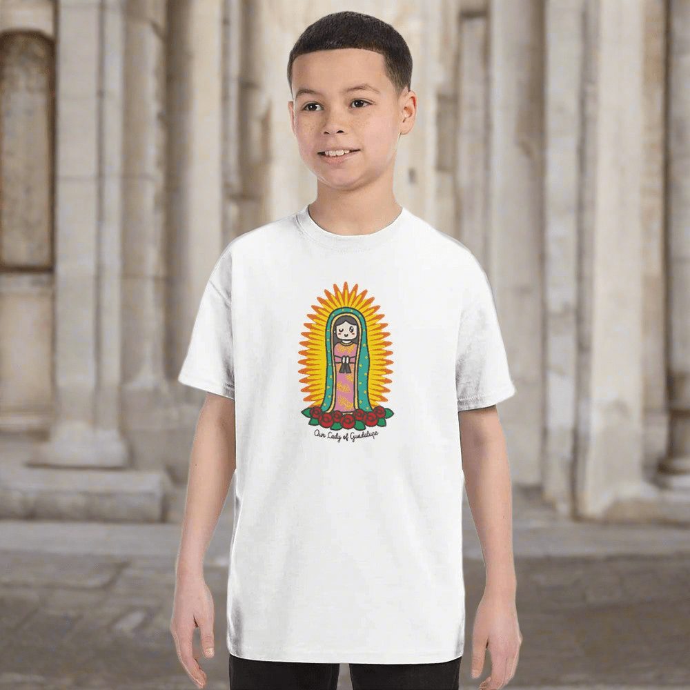 Our Lady of Guadalupe Kids T-Shirt – Inspired by Little Artist Designs - Heart & Halo
