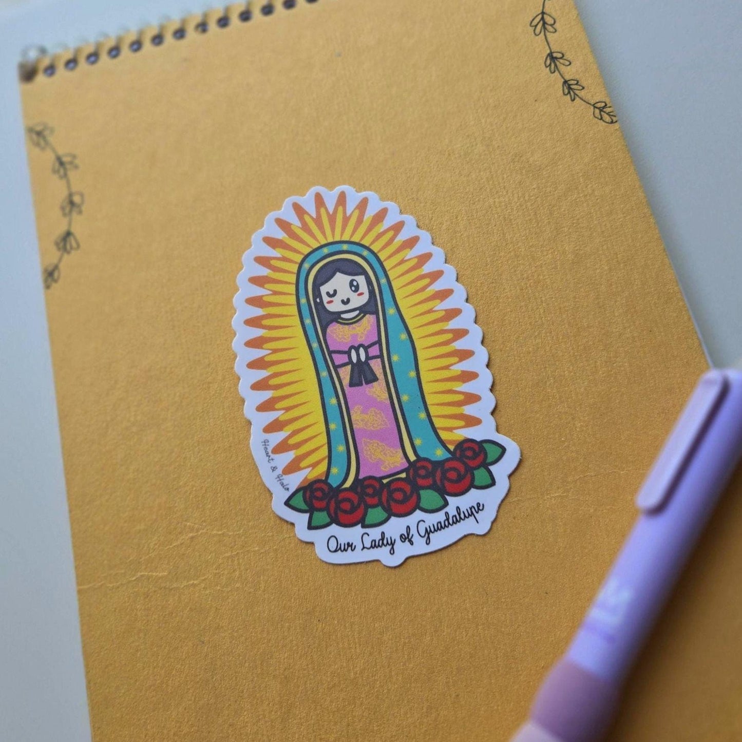 Our Lady of Guadalupe Waterproof 3.75" Sticker - Heart & Halo