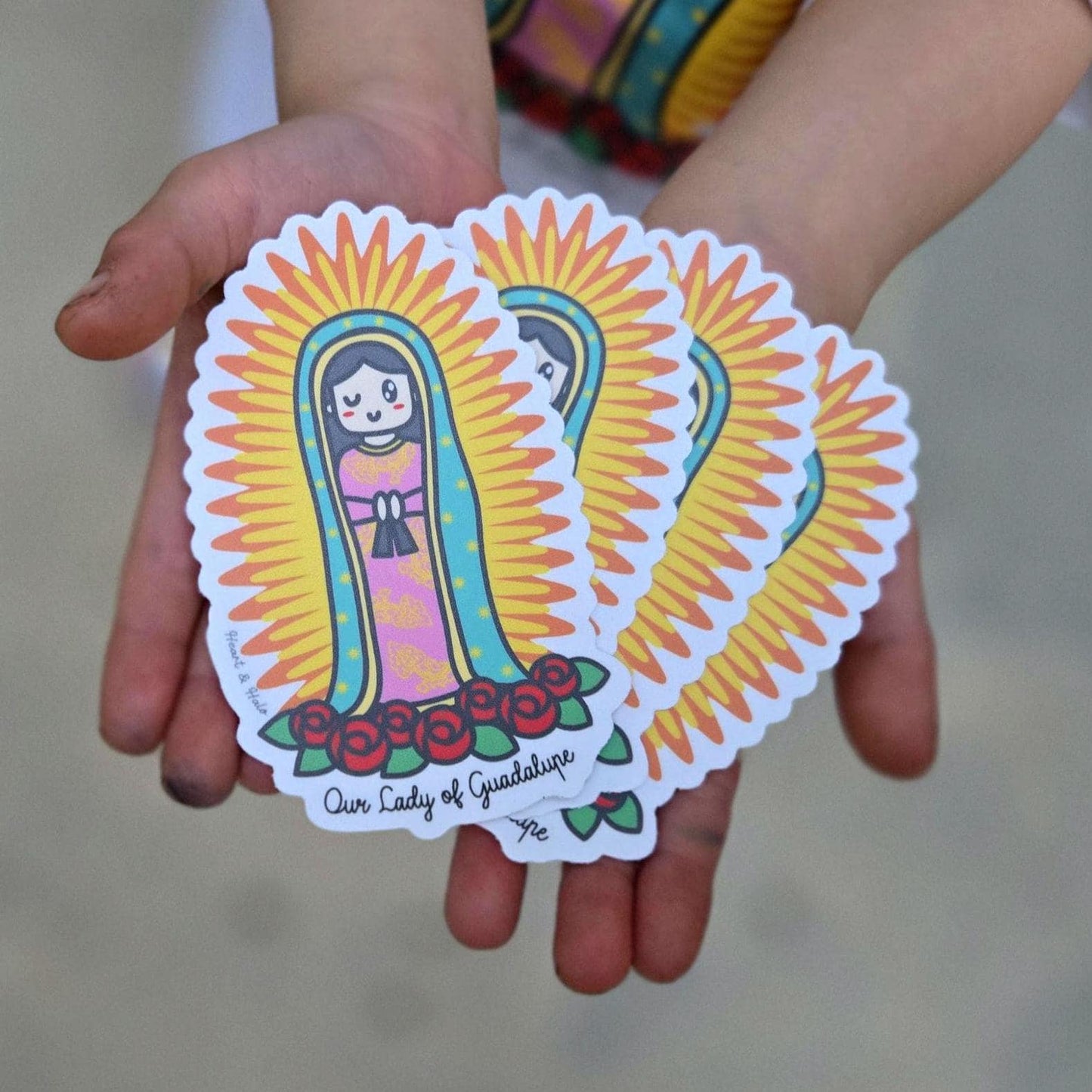 Our Lady of Guadalupe Waterproof 3.75" Sticker - Heart & Halo