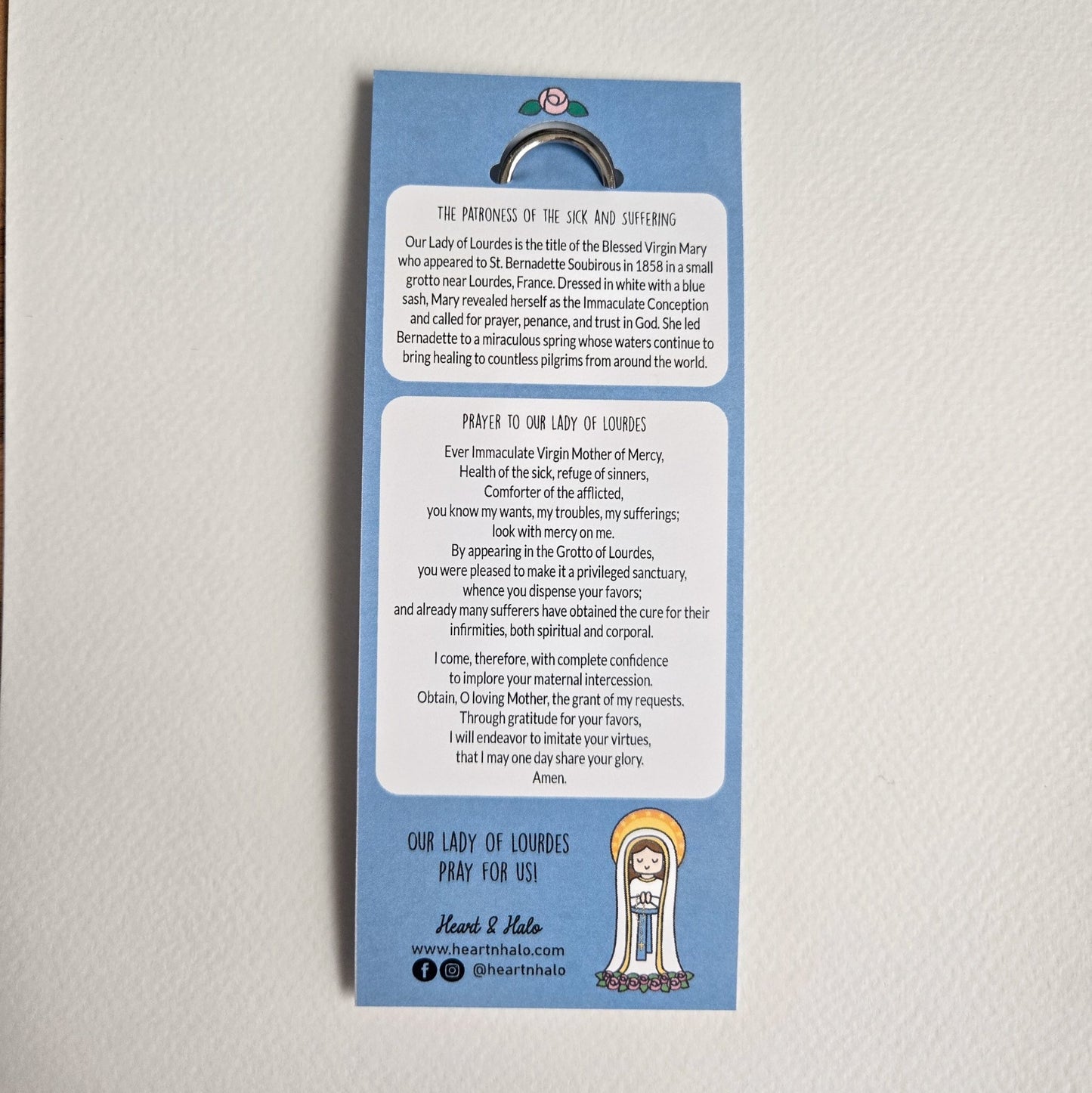 Our Lady of Lourdes Acrylic Keychain | 2.75" Double - Sided Catholic Keychain - Heart & Halo