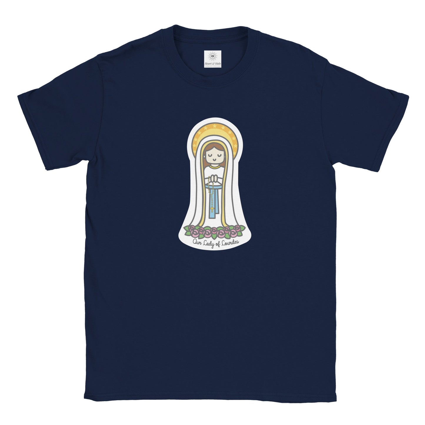 Our Lady of Lourdes | Adult Cotton Crewneck T-Shirt | 20% Donation - Heart & Halo