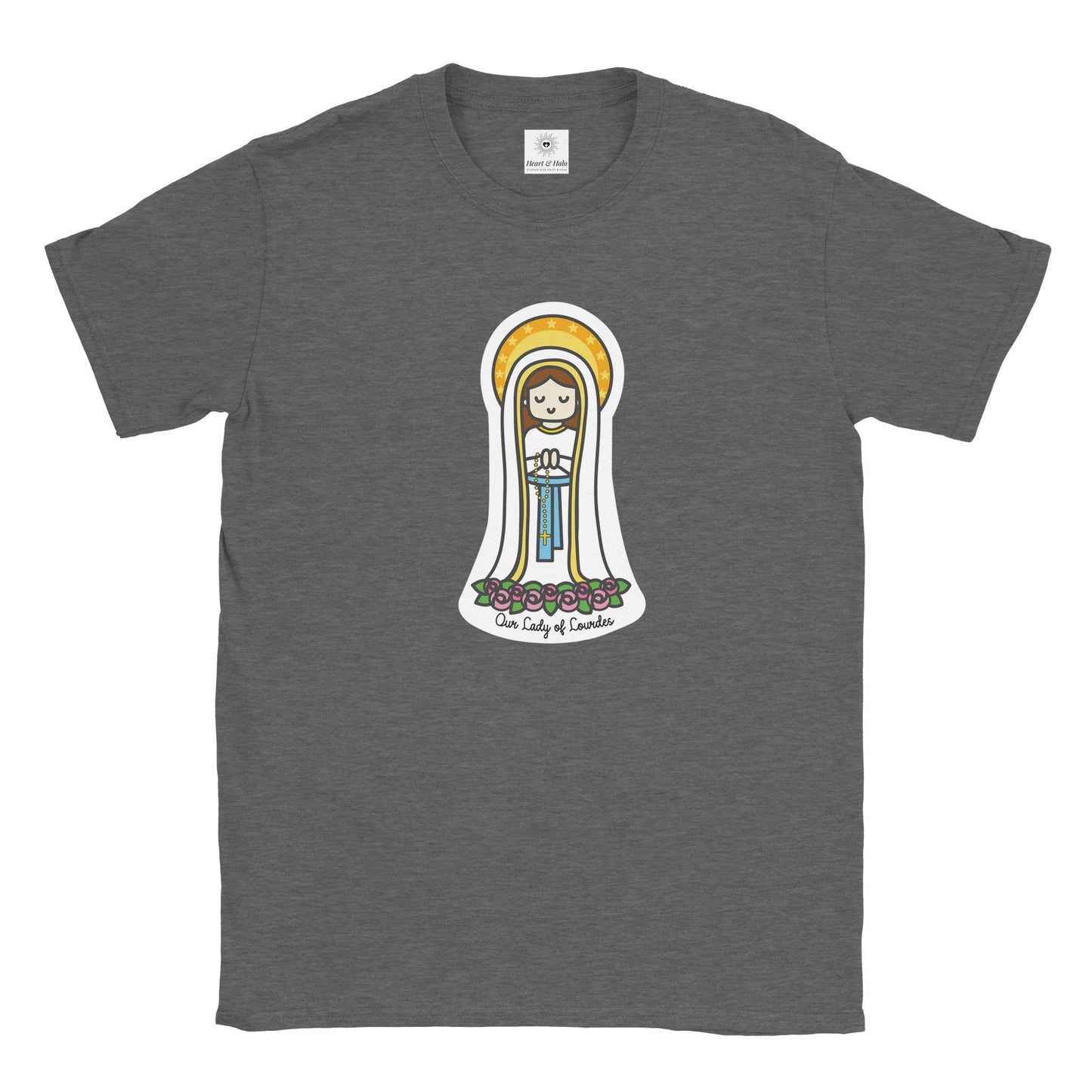 Our Lady of Lourdes | Adult Cotton Crewneck T-Shirt | 20% Donation - Heart & Halo