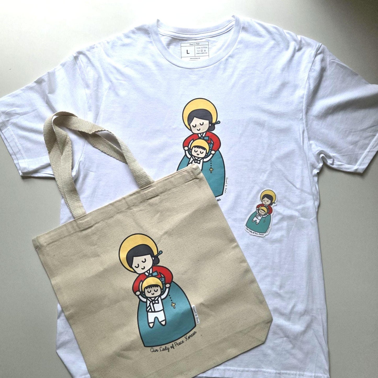 Our Lady of Peace Korean Tote Bag, Premium Quality - Heart & Halo