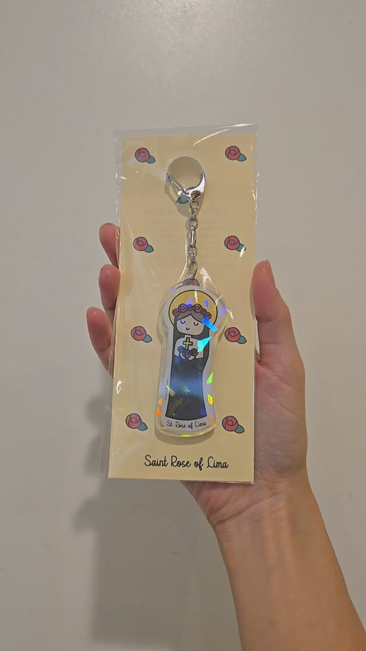 St. Rose of Lima Acrylic Keychain | 3" Double-Sided Catholic Charm