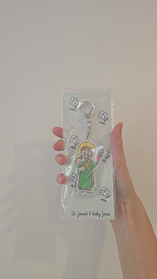 St. Joseph & Baby Jesus - Erin's Adoption Journey Keychain Created in Love, Guided by Faith