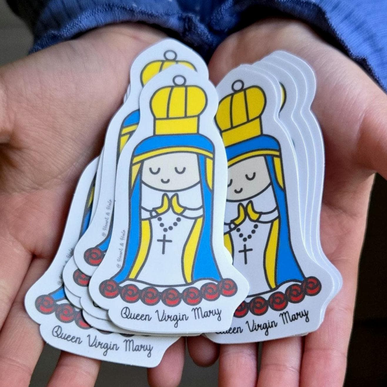 Queen Virgin Mary 3" Waterproof Sticker - Heart & Halo