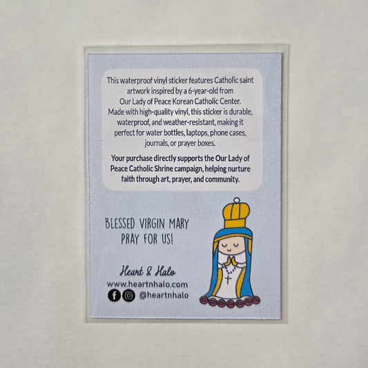 Queen Virgin Mary 3" Waterproof Sticker - Heart & Halo