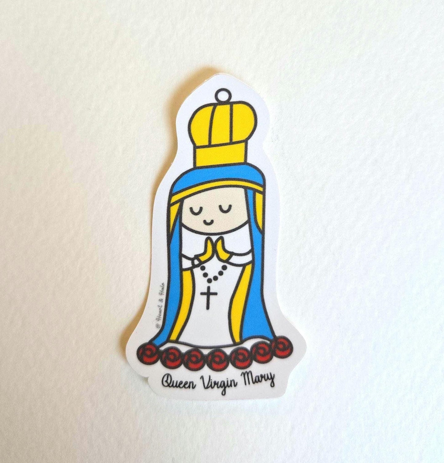 Queen Virgin Mary 3" Waterproof Sticker - Heart & Halo