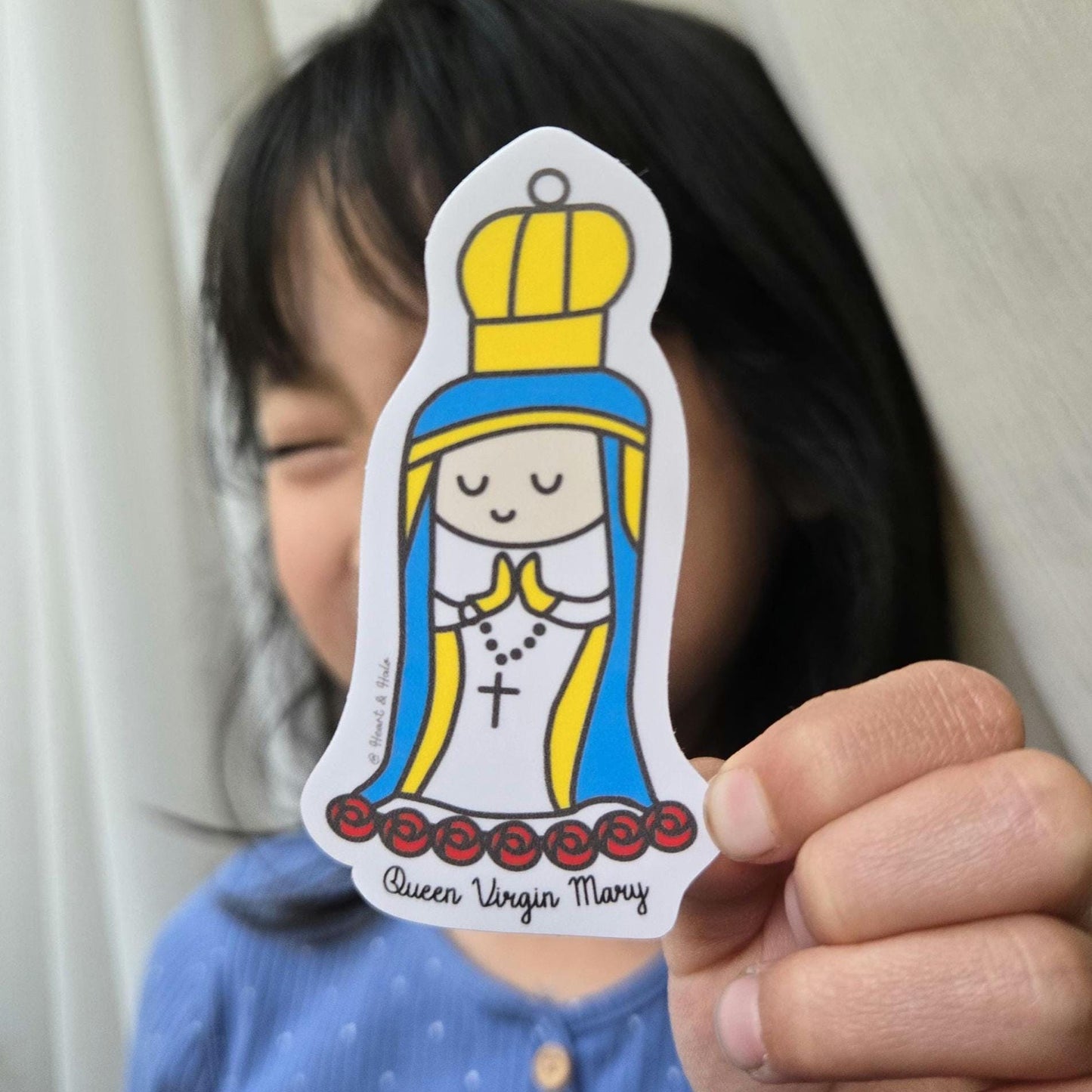 Queen Virgin Mary 3" Waterproof Sticker - Heart & Halo