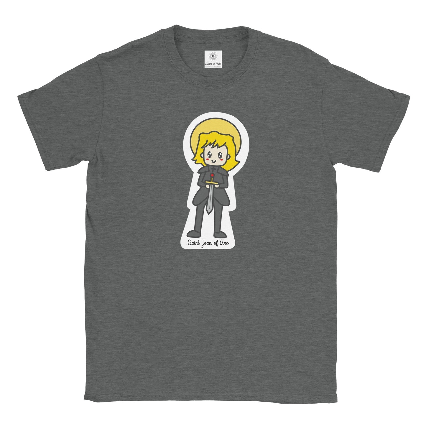 Saint Joan of Arc Adult Cotton Crewneck T-Shirt | 20% Donation - Heart & Halo