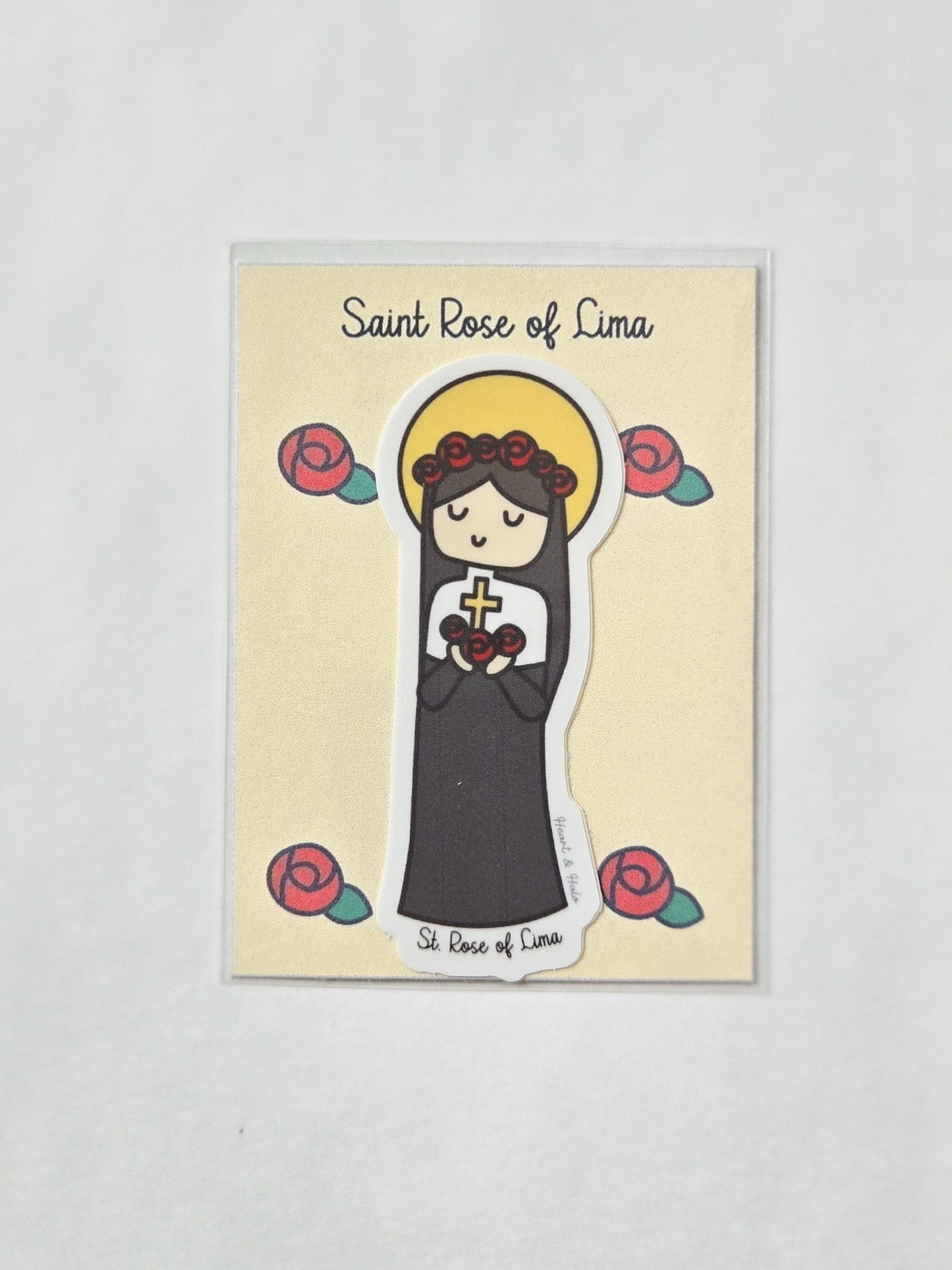 Saint Rose of Lima 3" Sticker - Heart & Halo