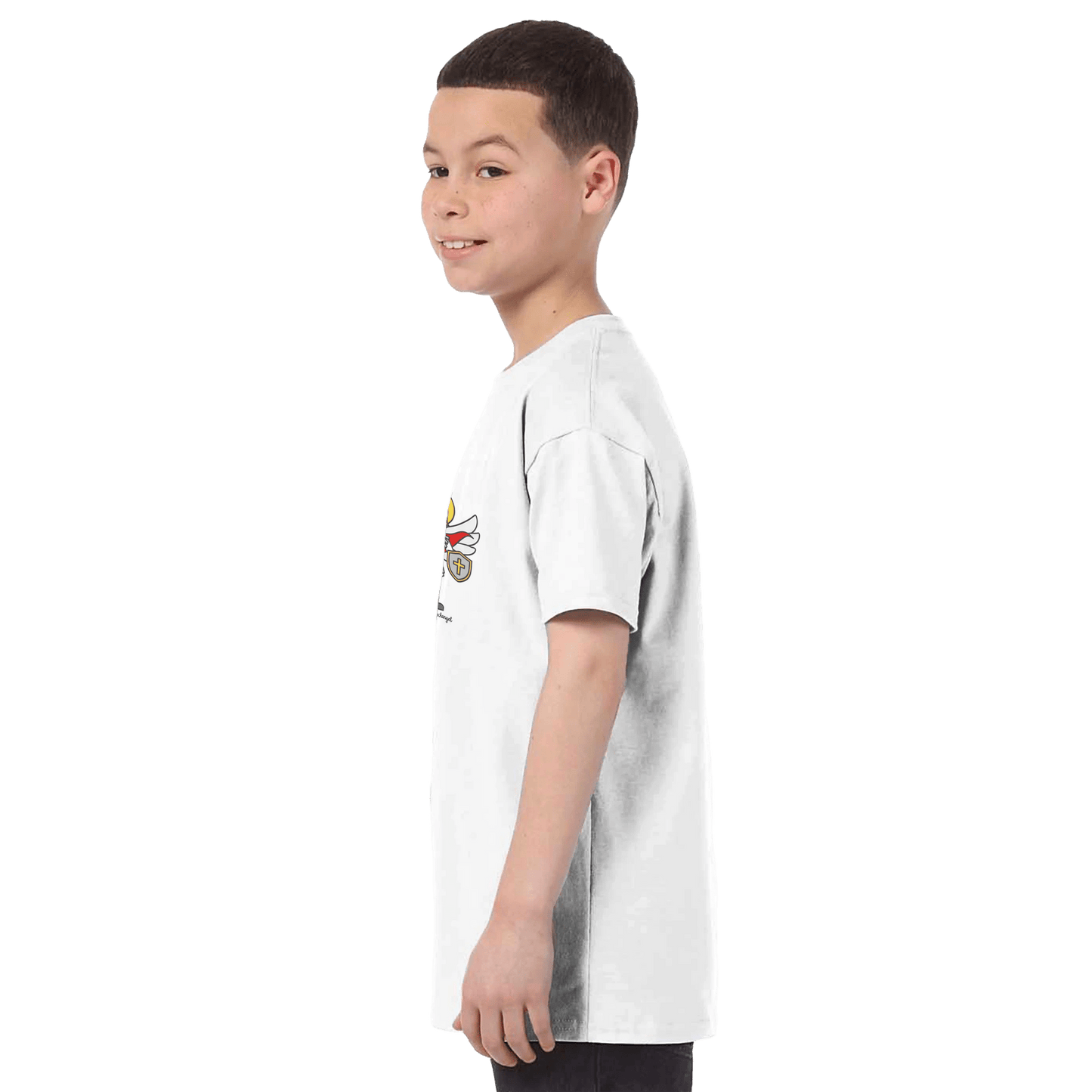 St. Michael the Archangel Kids T-shirt - Soft, Durable & Pre - Shrunk for Comfort - Heart & Halo