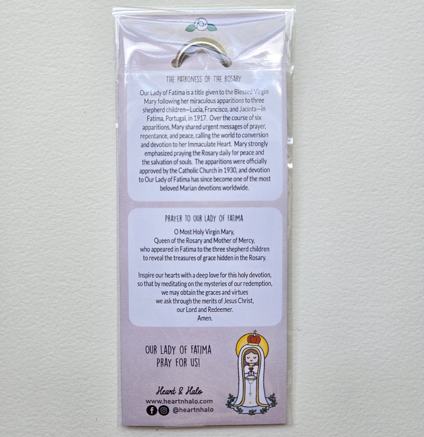 Our Lady of Fatima Acrylic Keychain | 2.75" Double - Sided Catholic Charm - Heart & Halo