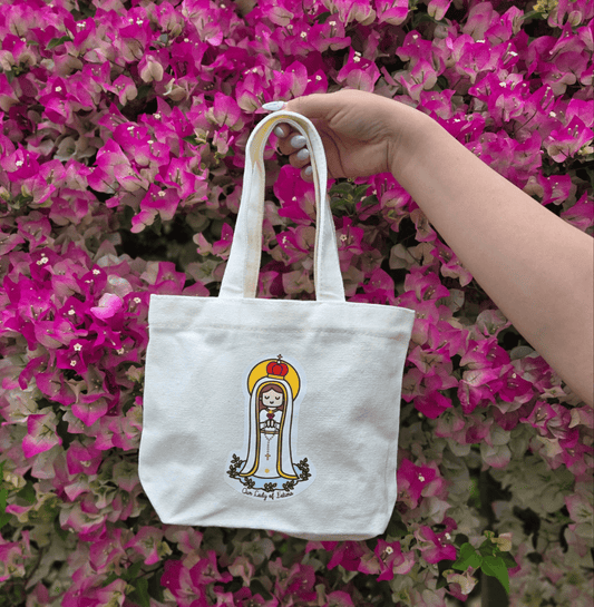 Our Lady of Fatima Cute Mini Tote Bag - Heart & Halo