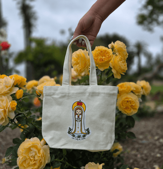 Our Lady of Fatima Cute Mini Tote Bag - Heart & Halo
