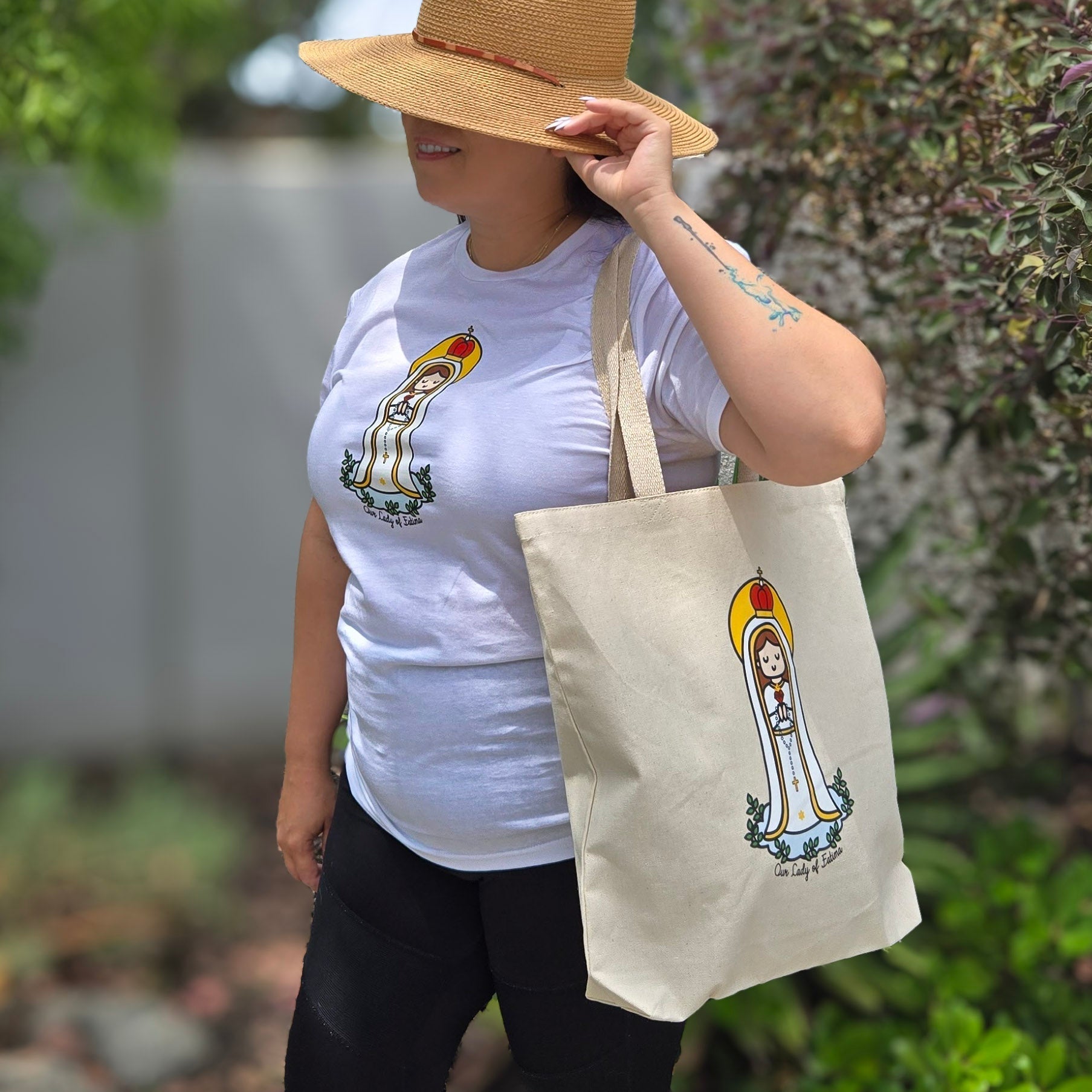 Our Lady of Fatima Tote Bag, Premium Quality - Heart & Halo