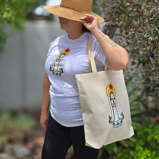 Our Lady of Fatima Tote Bag, Premium Quality - Heart & Halo