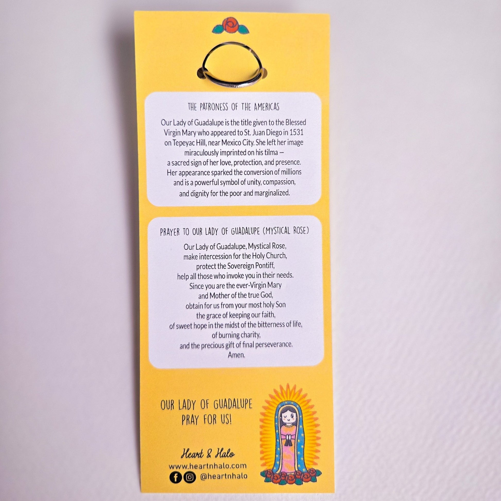 Our Lady of Guadalupe Acrylic Keychain | 2.75" Double - Sided Catholic Keychain | Child Art Inspired | Marian Gift with D Hook Clasp - Heart & Halo