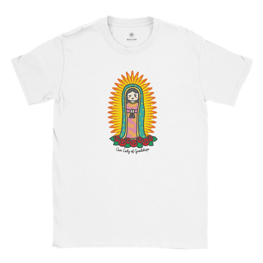 Our Lady of Guadalupe | Adult Cotton Crewneck T-Shirt | 20% Donation - Heart & Halo