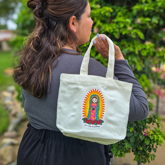 Our Lady of Guadalupe Cute Mini Tote Bag - Heart & Halo