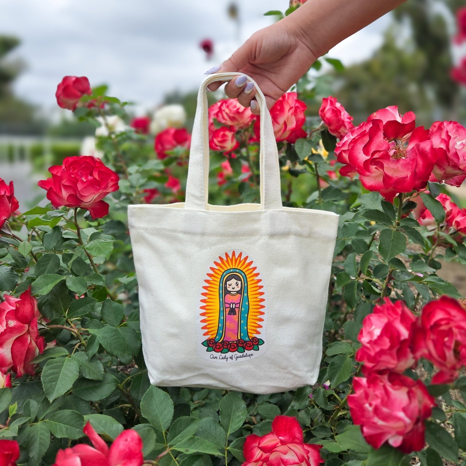 Our Lady of Guadalupe Cute Mini Tote Bag - Heart & Halo