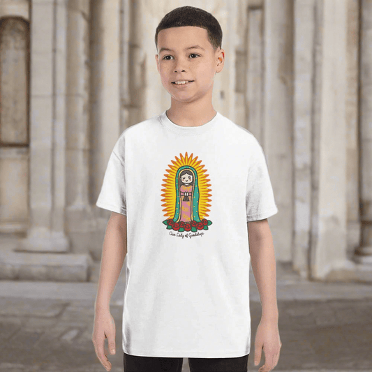 Our Lady of Guadalupe Kids T-Shirt – Inspired by Little Artist Designs - Heart & Halo