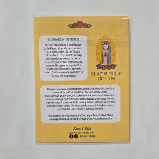 Our Lady of Guadalupe Waterproof 3.75" Sticker - Heart & Halo