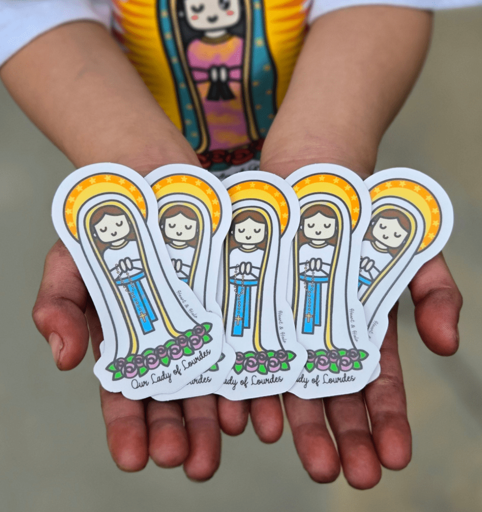 Our Lady of Lourdes 3" Waterproof Sticker - Heart & Halo