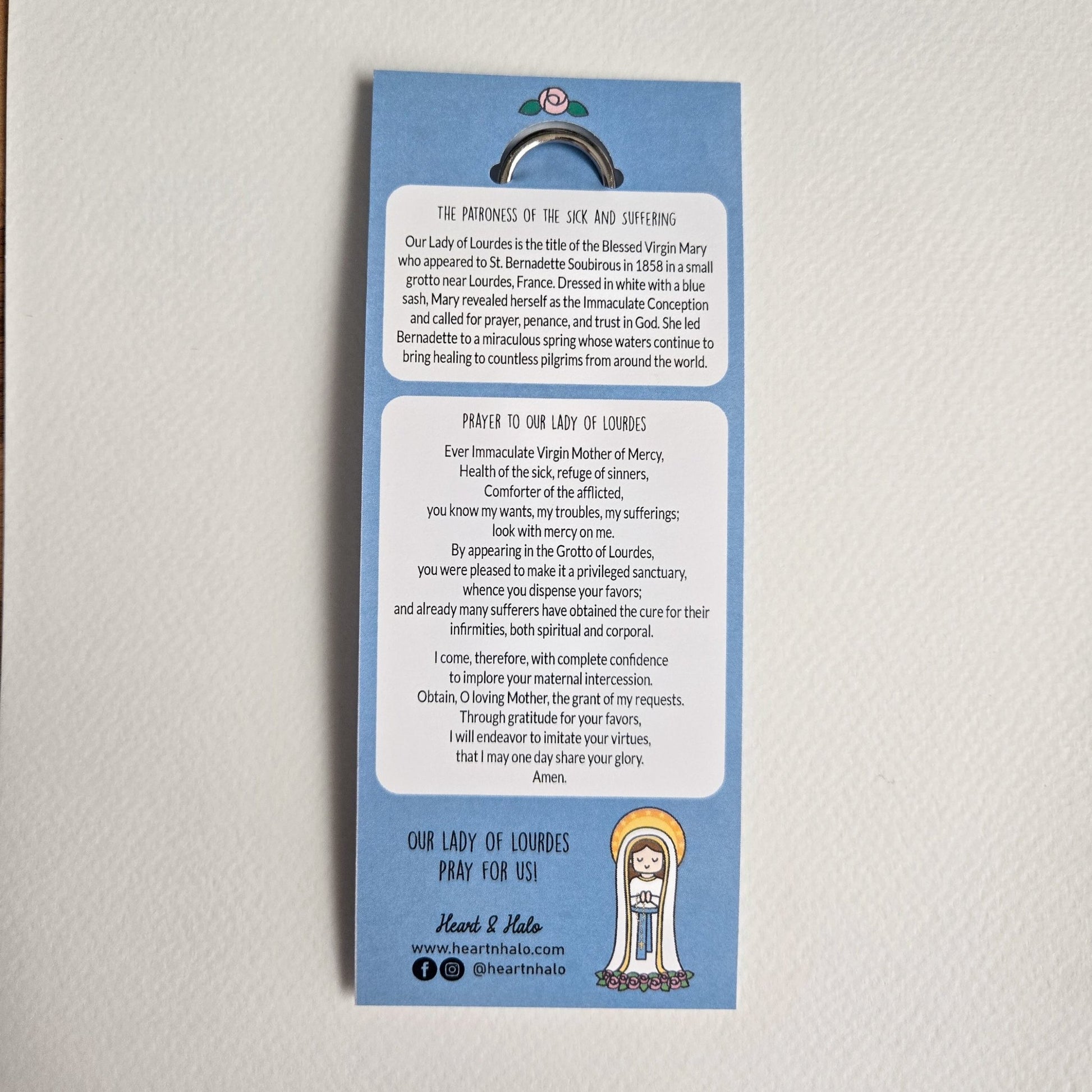Our Lady of Lourdes Acrylic Keychain | 2.75" Double - Sided Catholic Keychain - Heart & Halo