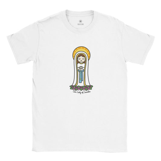 Our Lady of Lourdes | Adult Cotton Crewneck T-Shirt | 20% Donation - Heart & Halo