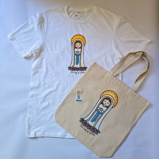 Our Lady of Lourdes Tote Bag, Premium Quality - Heart & Halo