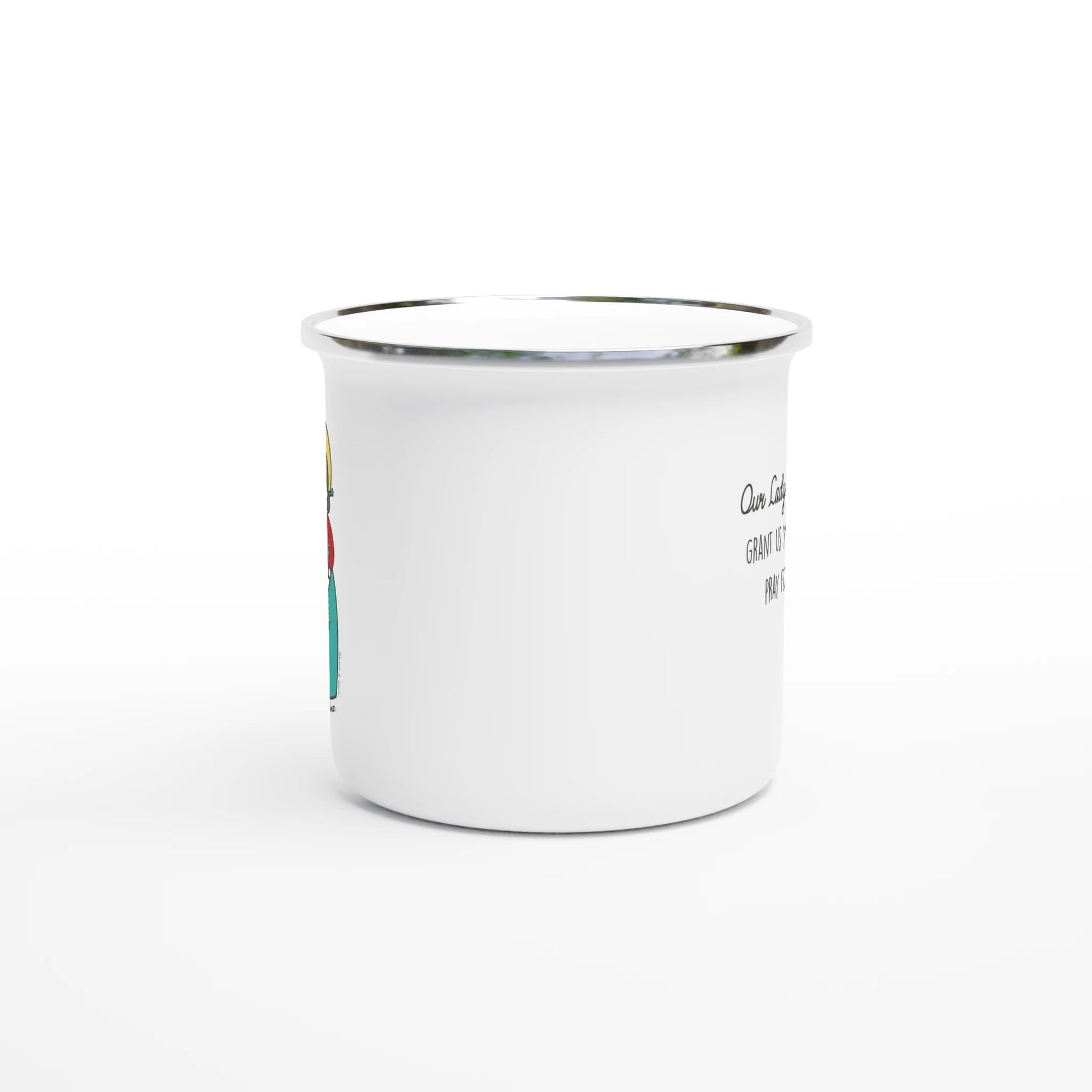 Our Lady of Peace Korea Enamel Mug – 12oz Artistic Design Inspired by Vatican Mosaic - Heart & Halo