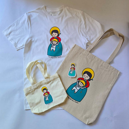 Our Lady of Peace Korean Cute Mini Tote Bag - Heart & Halo