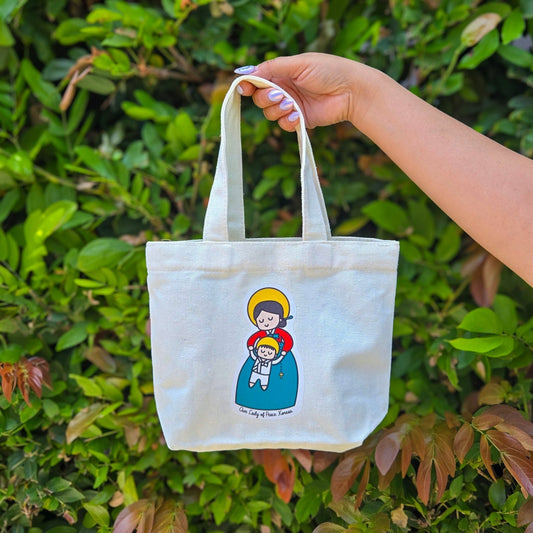 Our Lady of Peace Korean Cute Mini Tote Bag - Heart & Halo