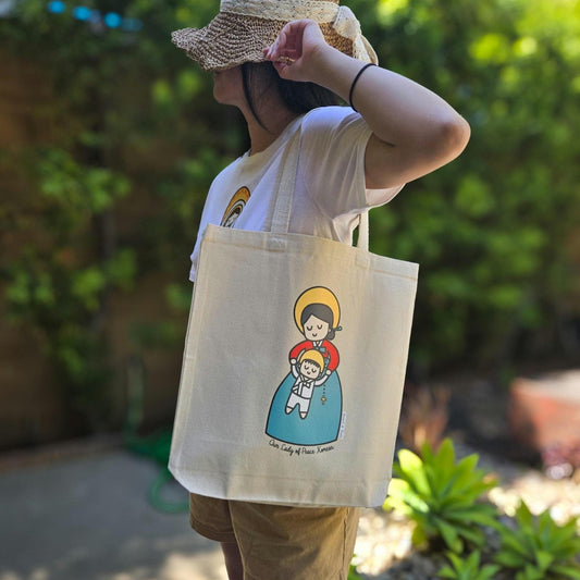 Our Lady of Peace Korean Tote Bag, Premium Quality - Heart & Halo