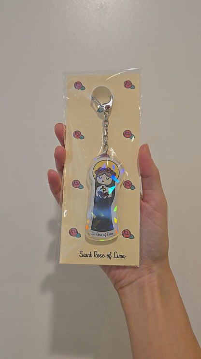 St. Rose of Lima Acrylic Keychain | 3" Double-Sided Catholic Charm