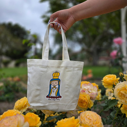 Queen Virgin Mary Cute Mini Tote Bag - Heart & Halo