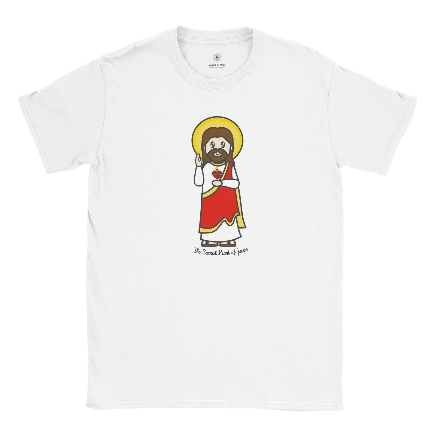 Sacred Heart of Jesus Adult Cotton Crewneck T-Shirt - 20% Donation - Heart & Halo