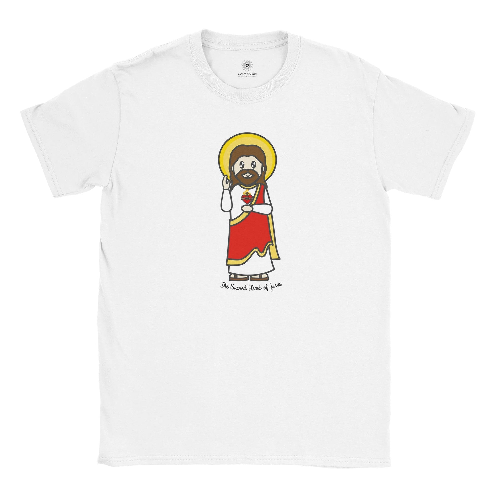 Sacred Heart of Jesus Adult Cotton Crewneck T-Shirt - 20% Donation - Heart & Halo