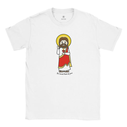 Sacred Heart of Jesus Adult Cotton Crewneck T-Shirt - 20% Donation - Heart & Halo