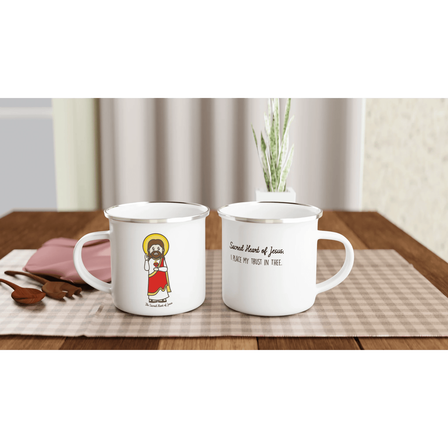 Sacred Heart of Jesus Enamel Mug – 12oz - Heart & Halo
