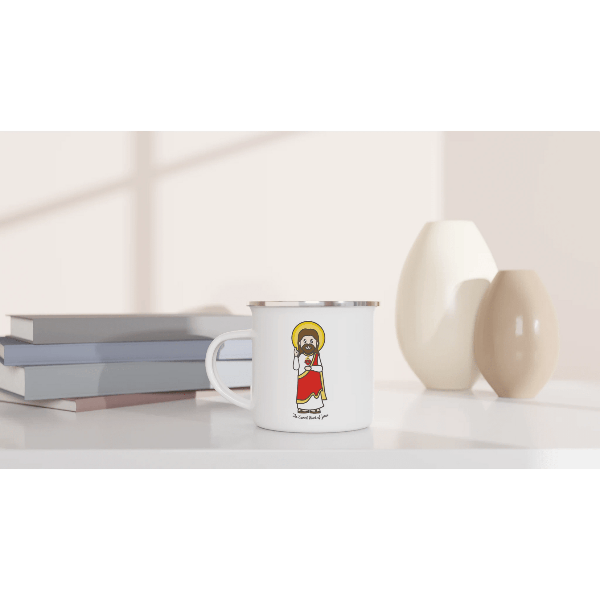 Sacred Heart of Jesus Enamel Mug – 12oz - Heart & Halo