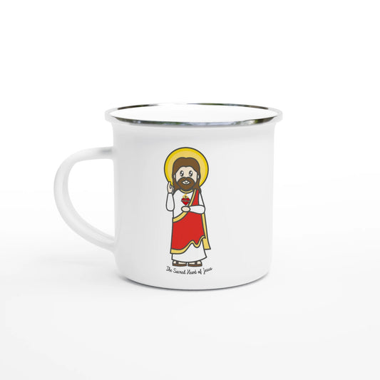 Sacred Heart of Jesus Enamel Mug – 12oz - Heart & Halo