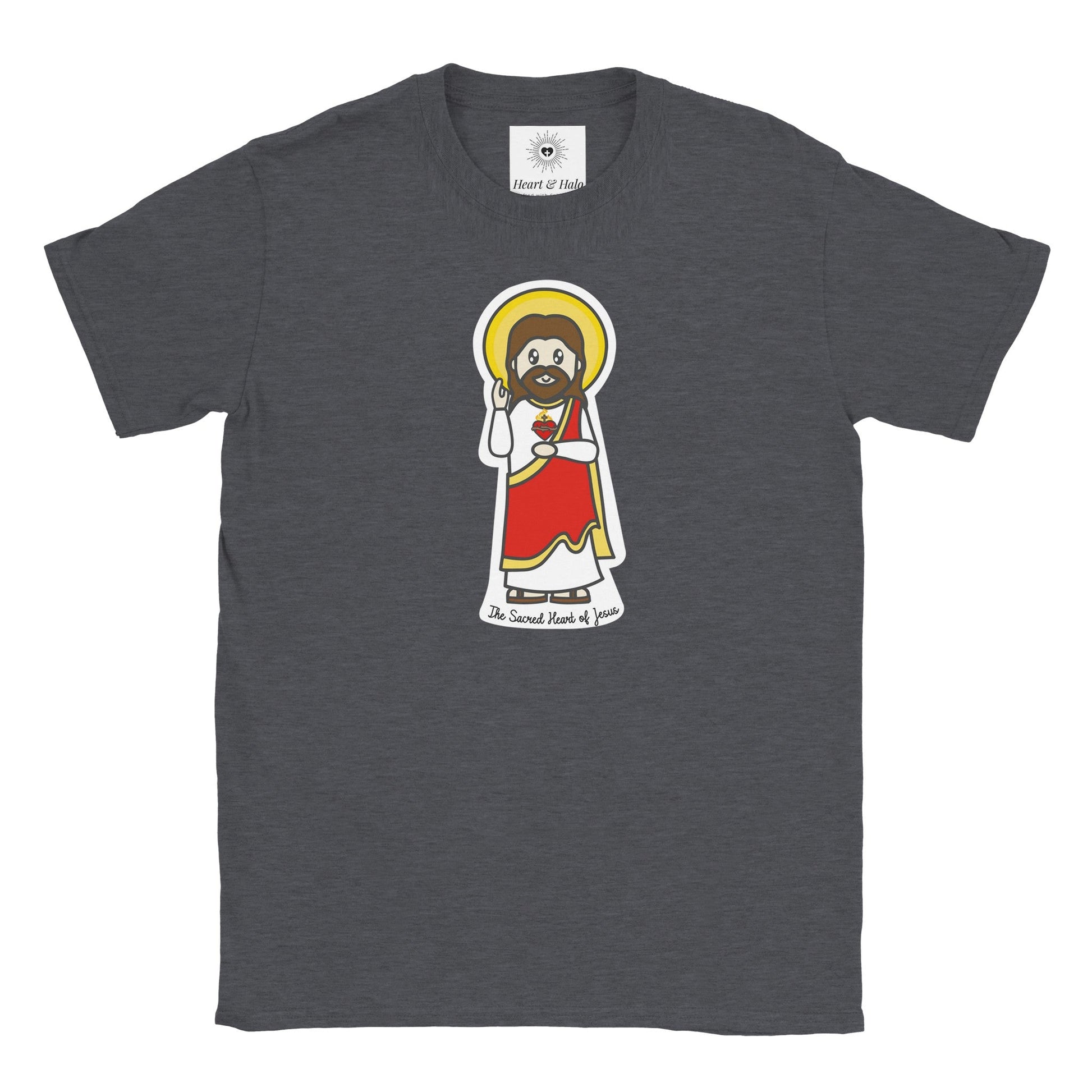 Sacred Heart of Jesus Youth Cotton Crewneck T-Shirt – 20% Donation - Heart & Halo
