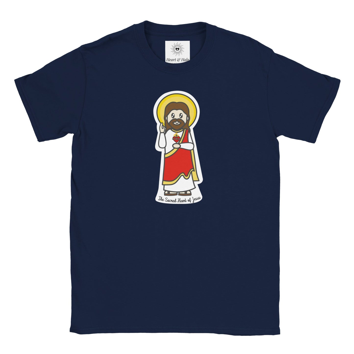 Sacred Heart of Jesus Youth Cotton Crewneck T-Shirt – 20% Donation - Heart & Halo