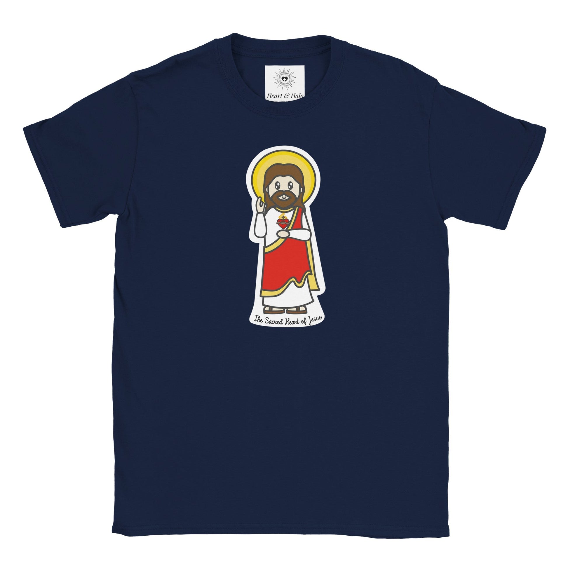 Sacred Heart of Jesus Youth Cotton Crewneck T-Shirt – 20% Donation - Heart & Halo