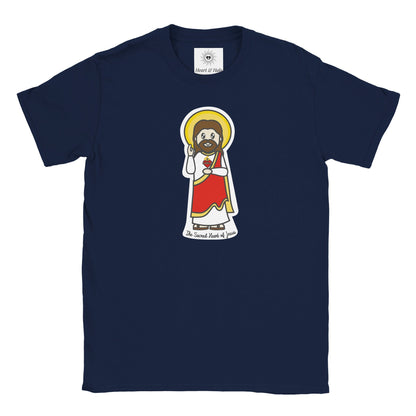 Sacred Heart of Jesus Youth Cotton Crewneck T-Shirt – 20% Donation - Heart & Halo
